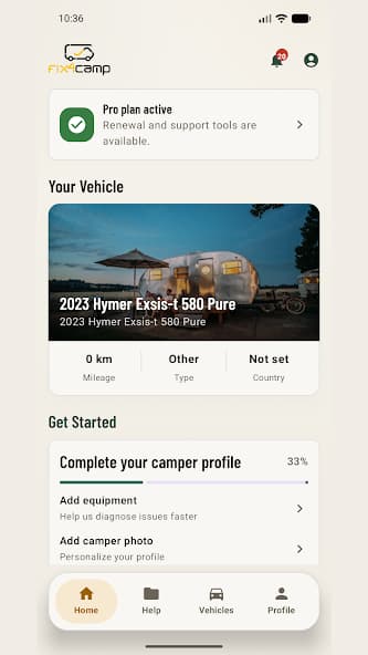 Fix4Camp vehicle screen on Android