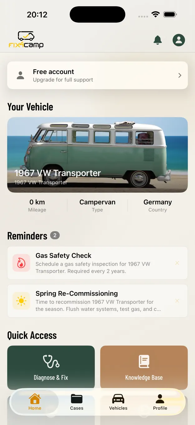 Fix4Camp vehicle screen on iOS